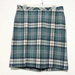 LL Bean Womens Plaid Wool Blend Skirt 10 Blue Academia Preppy Heritage Old Money